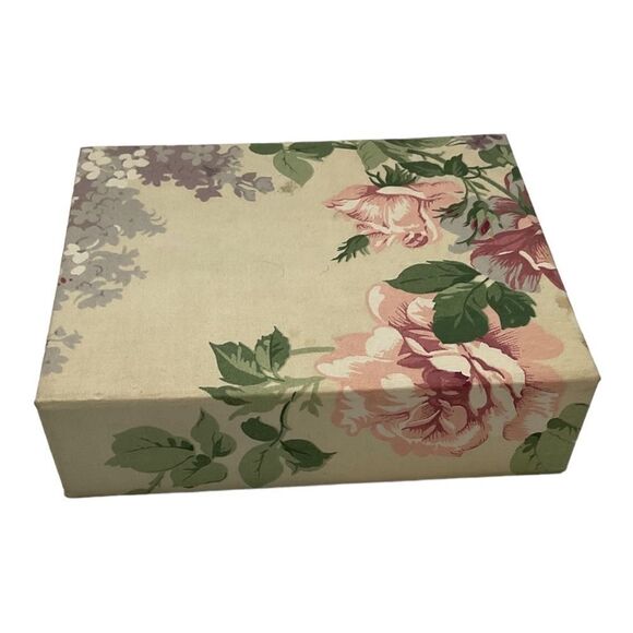 Old Rose Sewing Box Flower Beige  Mirror Unique  Vintage Antique . 7” X 8.5”. - Picture 4 of 12